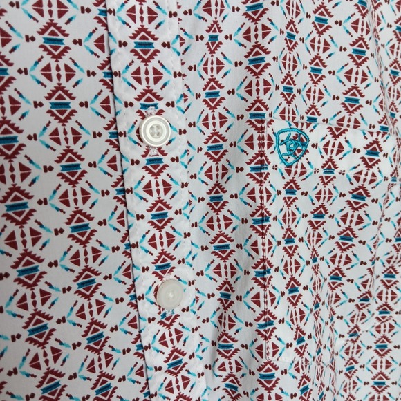 Ariat Kirby Stretch Shirt Womens Size L White Red Winsome Geo Western Country - Picture 5 of 10